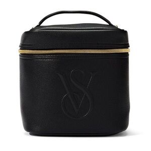 Victoria's Secret Black Travel Cosmetic Case with Gold Accents